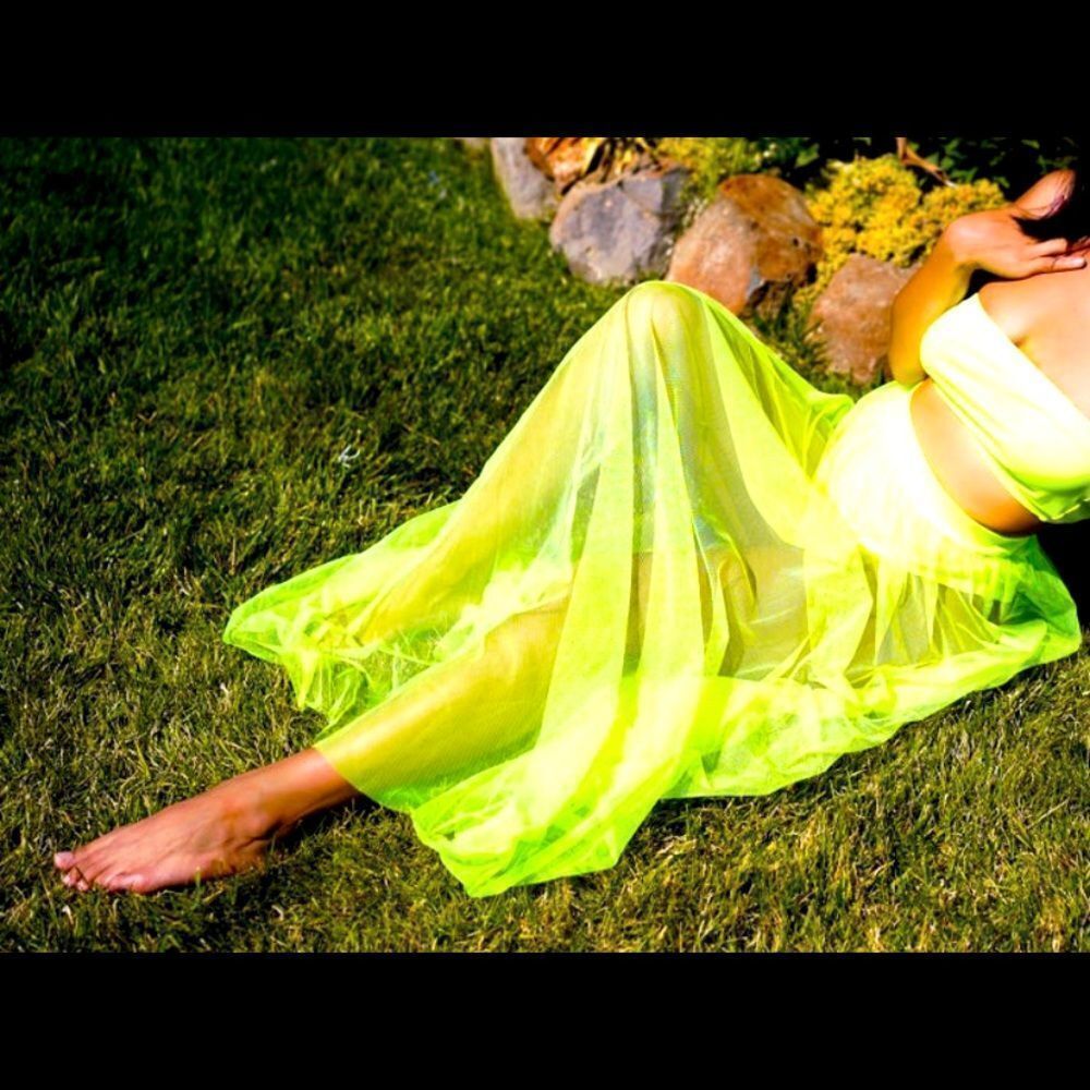Neon Green Tulle Skirt/Coverup